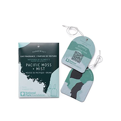 Image of Paddywax National Parks Collection Hanging Car Air Freshener, Car Accessories, 2 Pack, Olympics (Pacific Moss + Mist)