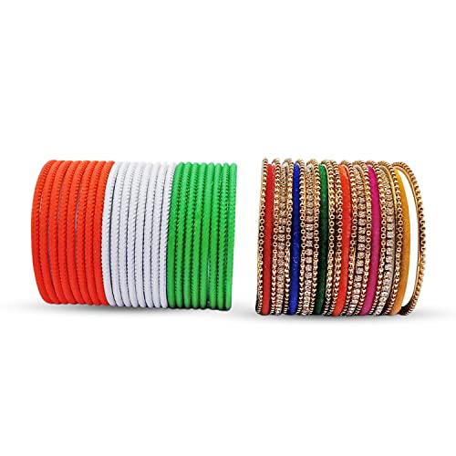 Kellys Bangles Beautiful Stylish Premium Tricolor and Multicolor Bangles Set for Kids and Girls for Republic Day and Party (Available in 4 Sizes) (B0D5Y7P4NM) Amazon Price History, Amazon Price Tracker