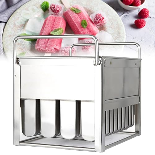 TsoLay Moldes para Paletas De Acero Inoxidable, 40 Moldes para Paletas con 100 Palitos, Superficie Pulida, Diseño Seguro Antiafilado, Compactos Y Fáciles De Limpiar, para La Cocina del Hogar