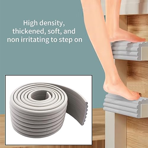 Image of Bunk Bed Ladder Pads, PVC Soft Corner Protectors, 6.56 ft Edge Protector Adjustable Ladder Pads with Strong Adhesive Corner Protectors for Stair Steps Foot Comfort (Gray 78.7inches)