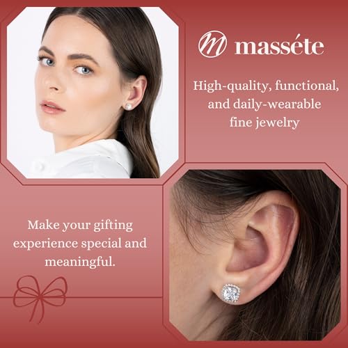 MASSETE Sterling Silver 925 Halo Stud Post Earrings with Removeable Jacket4