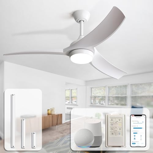 Sofucor 52 Inch Smart Ceiling Fan, White Outdoor Ceiling Fans
