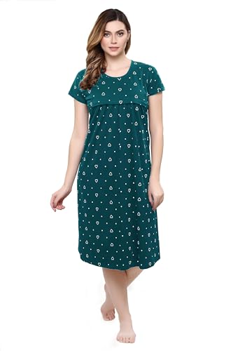 Image of TIGYWIGY Women's Cotton Printed Knee Length Maternity /Feeding /Nursing Nighty