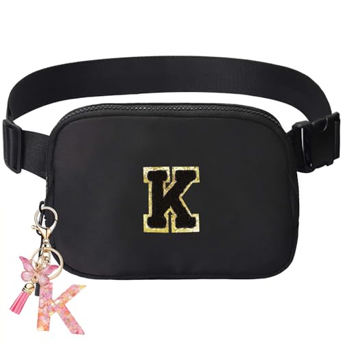 Image of Gifts Girls Teens Kids - Birthday Gifts for Women, Personalized Gifts for Mom Freind Sister Teacher, Graduation GiftsInitial Crossbody Bag Belt Bag for Women Black K