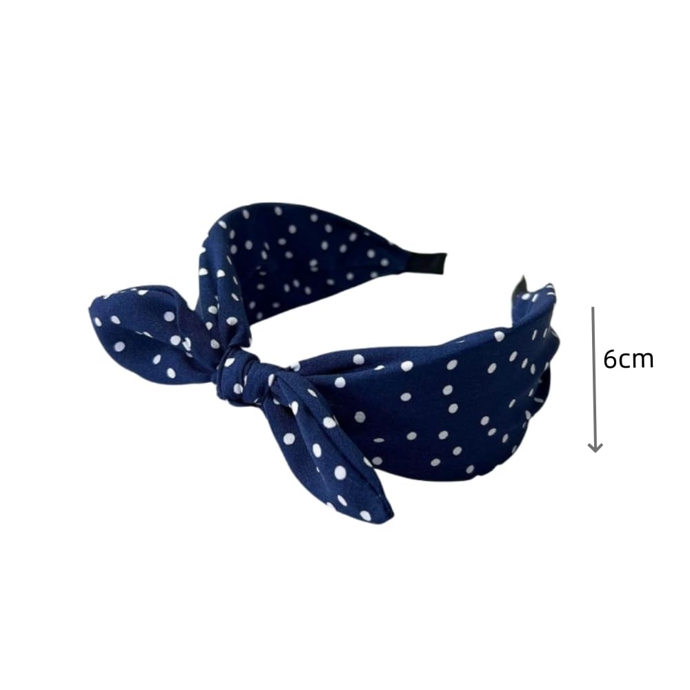 Juliyeh Women's Bow Headbands with Polka Dots, Hair Hoop with Furling Pompoms - Image 3