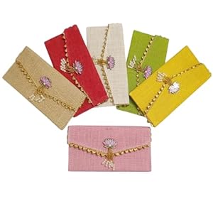 GoldGiftIdeas Lotus Design Jute Envelope Potli Bags for Return Gifts, Shagun Envelope for Baby Shower, Return Gifts for Mehndi Favor 28 41qenDUGBmL. SL500 . SS300