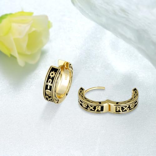 Hoop Earrings for Men Women 925 Sterling Silver Cross/Ankh Earrings Jewelry Gifts for Men Women3