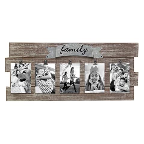 Stonebriar Rustic Wood Collage Picture Frame with Clips and Metal Detail Brown 26" x 11" Cover