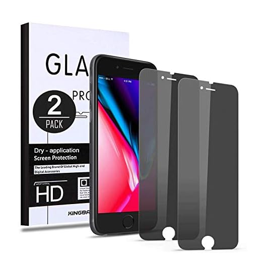 (2 Pack) Privacy Screen Protector for iPhone 8 Plus / 7 Plus KINGBACK [Anti-Spy] [Anti-Scratch] [3D Touch Compatible] Tempered Glass for iPhone 7 Plus 8 Plus (5.5 INCH, Black)