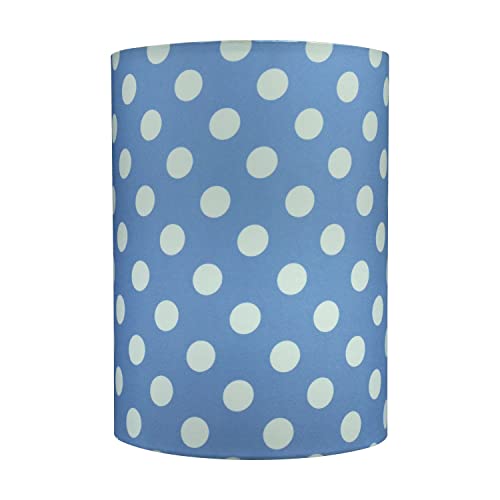 Image of Aspen Creative 31296 Contemporary Drum (Cylinder) Shaped Spider Construction Lamp Shade in Blue with White Dot, 8 inch wide (8 inch x 8 inch x 11 inch)
