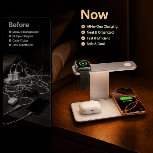 Image of 3 in 1 Qi2 Charging Station for iPhone with Night Light