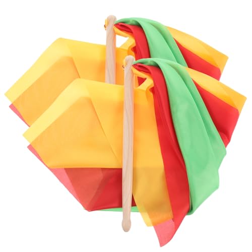Baquetas de madera elegantes con pañuelos festivos, equipo para gimnasia rítmica, ideal para danza y espectáculos artísticos