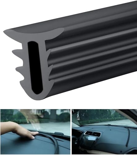 ウェザーストリップ U型 160cm ダッシュボード&フロントガラス用、簡単装着で 車内静音 風切り音防止モール 対策!ビビリ音や振動低減 内装 振動音 防止モール カーコンソールやダッシュボードの防塵に最適な汎用ウェザーストリップ 取付用工具付き