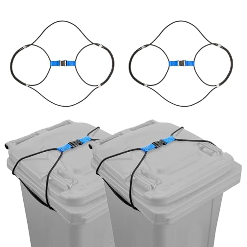 Image of Generic Outdoor Trash Can Bungee Rope Lock,Trash Can Lid Lock,Suitable for 30-50 Gallons - Buckle Lock,Preventing Animals and Other Pests from Entering (Black 2 Pack)