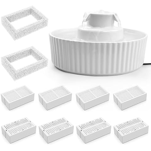 8 Filters with Ceramic Cat Water Fountain Cover