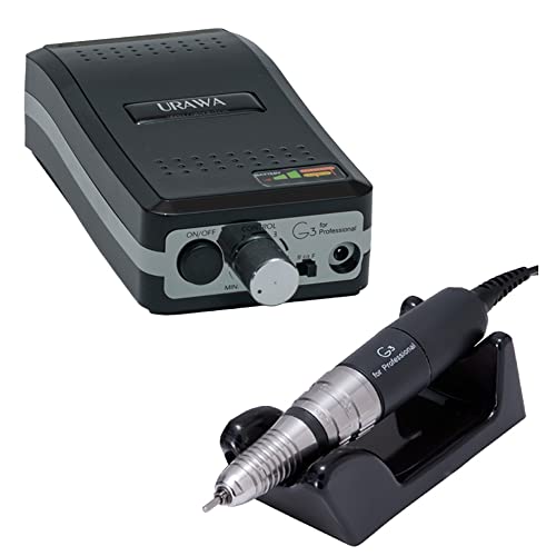 [Upower] G3 Professional Nail Drill Machine, 20000 RPM Electric File for Nails, Rechargeable Portable Nail Machine, Low Noise & Low Vibration (Made in Japan) Produced by URAWA Corp. [Black]