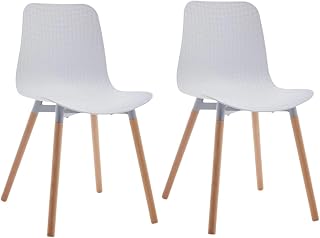 SHIITO | Modelo Ragnar - Pack de 2 Sillas de Comedor de Estilo Nórdico | Diferente y Elegante | 47 x 42 x 84 cm - Color Blanco | con Patas de Haya