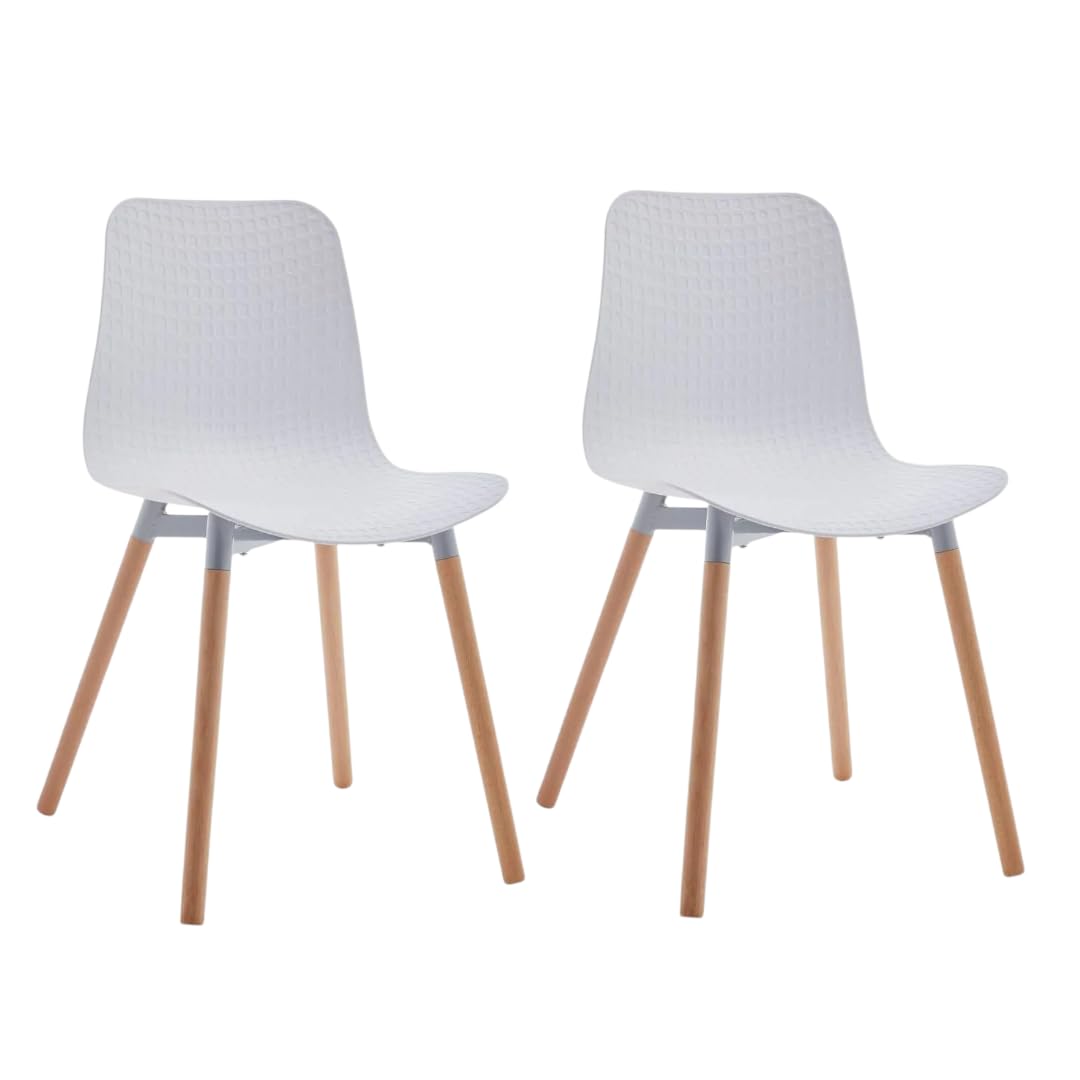 Shiito | Modelo Ragnar - Pack de 2 Sillas de Comedor de Estilo Nórdico | Diferente y Elegante | 47 x 42 x 84 cm - Color Blanco | con Patas de Haya
