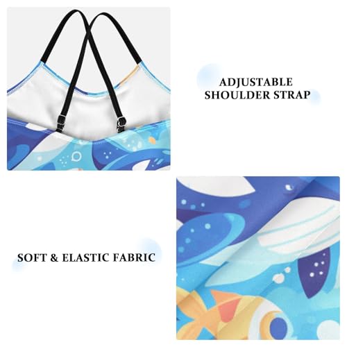 Killer Whale Blue Girls 1 Piece Bathing Suit Beach Swimming Suits Adjustable Strap Quick Dry3