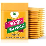 Kraft Bubble Mailers [50 Pack] Shipping Mailing Packing Envelopes #0 (6' x 9')