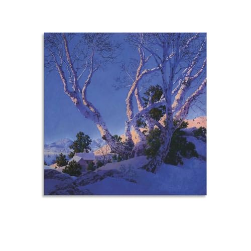 Toile Maxfield Parrish en hiver tableau suspendu 60x60 cm pour decoration intérieure