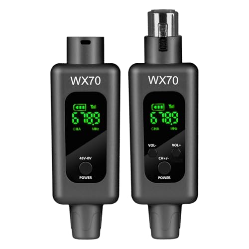 Système de conversion sans fil pour microphone, compatible avec micros dynamiques/à condensateur/instruments, 48KHZ taux échantillonnage élevé, transmission sans fil 50m, commutation 0V/48V(Un)