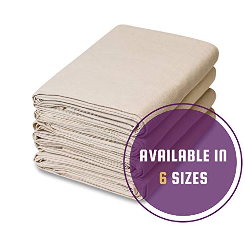 CCS Canvas Drop Cloth for Painting (12oz) – Heavy Duty Cotton Duck Cloth Tarp for Curtains, Tablecloths, Backdrops – Washable & Reusable Floor Cover & Dust Sheet for Furniture (4-Pc, 4x15Ft)