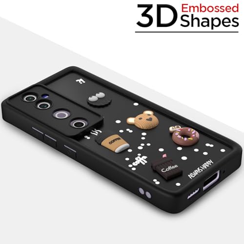 Image of Pikkme Bumper Case for Vivo V40 5G / V40 Pro 5G / T3 Ultra 5G | Cute Fun Cartoon 3D Bear Silicone Full Body Protection Back Cover (Black)
