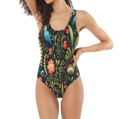 Monokini sexy slim imprimé botanique pour vos journées farniente à la plage