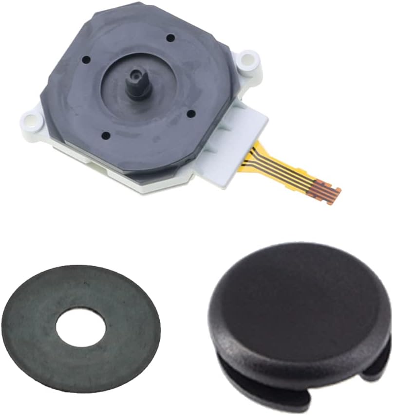 Replacement Thumbstick Joystick Set with Cap and Pad for Nintendo 2DS 3DS 3DS XL and New 3DS 3DSXL XL LL/New 2DS XL LL (Style B with Black Cap)