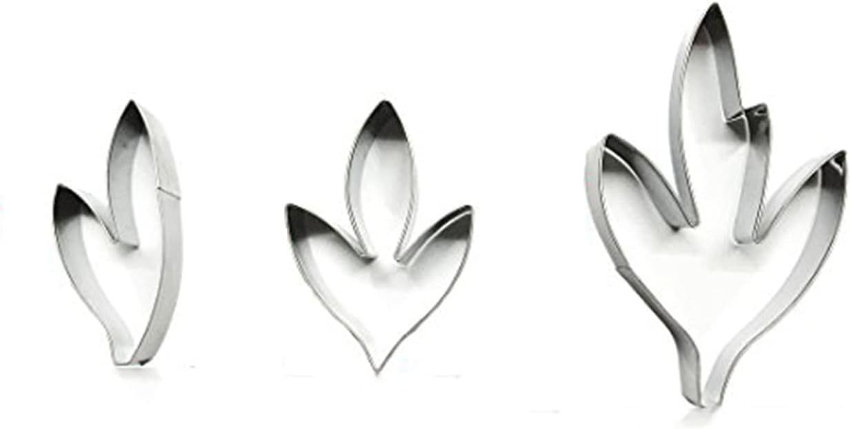 3-piece Leaves Shape Cutters Fondant Cutter Set,Stainless Steel Sugarcraft Modeling Tools for Fondant Candy Pastry Design and Cake Decoration