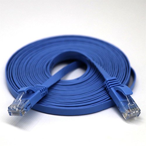 1M/2M/3M/5M/10M/15M/20M RJ45 CAT6 Ethernet Network LAN Cable Flat UTP Patch Router Interesting Lot ,Tuscom (1M, Blue)
