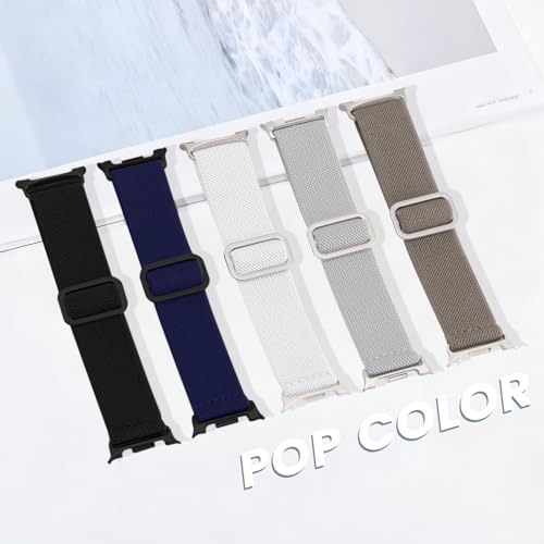 Image of Acextro 5 Pack Stretchy Bands Compatible with Samsung Galaxy Watch 7 6 5 4 FE Band 40mm 44mm 45mm /Watch 6 4 Classic 4 42mm 46mm 43mm 47mm /Active 2, 20mm Water-Resistant Elastic Nylon Sport Strap