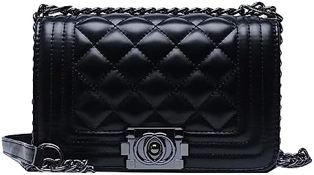 Kehpish Small Crossbody Bags for Women Shoulder Bag Quilted Satchels Clutch Handbag with Chain Strap (B Style Black)
