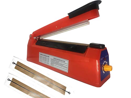 Impulse Heat Sealer Manual Bags Sealer Heat Sealing Machine 8 Inch Impulse Sealer Machine for Plastic Bags PE PP Bags with Extra Replace Element Grip (8)