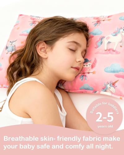 Image of ALVABABY Toddler Pillowcases Stretchy Soft Fit 13 inchx 18 inch or 12 inchx16 inch Kids Pillow Cover Envelope 2 Pack for Girl Boy Travel