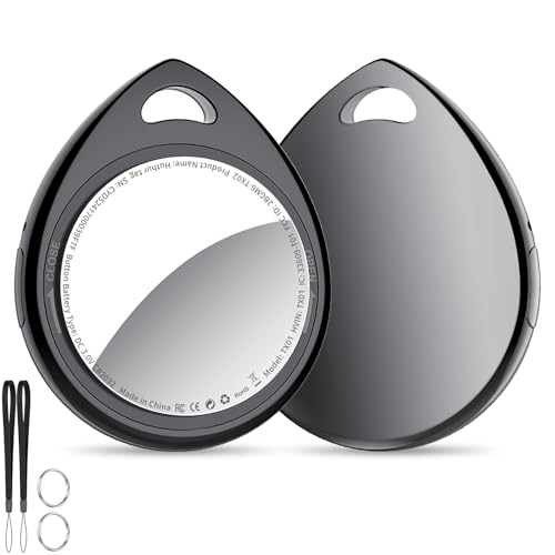 QCOQ® Air Tags Lot de 2 Noir 2026, Traceur Bluetooth Anti-Perte avec Batterie Remplaçable, Compatible avec l’App Localiser (iOS), Balise Intelligente pour...