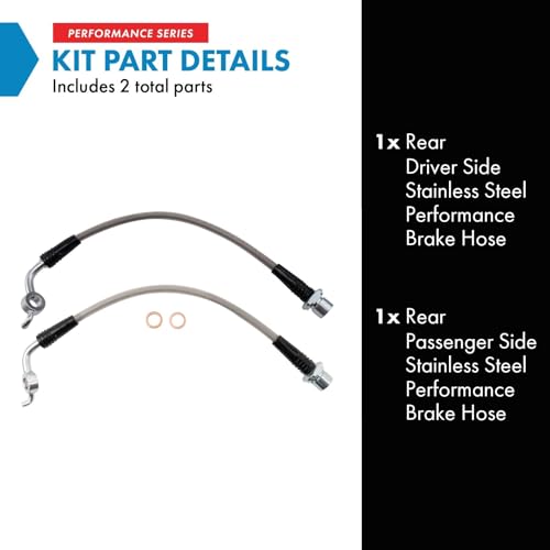 Image of TRQ Rear Brake Hose Set Compatible with 2006-2019 Toyota RAV4