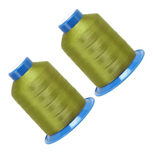 2pcs Hilo de Coser de Poliéster - [0.25 mm (1500D/3) x 1968 yd] Extra Largo para Uso General para Mano y Máquina de Coser | Poliéster, Verde Oliva
