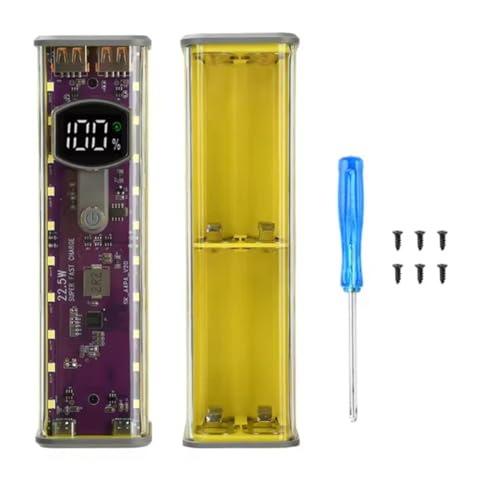 Wsikafxn �͂񂾕s�v�̓�����8x18650�o�b�e���[�P�[�X 22.5W�p���[�o���N�n�E�W���O �f���A��Type-C�|�[�g�Ή� ��d�����[�h �C�G���[