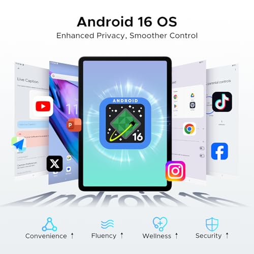 Image of P12 Plus 12 Inch Tablet Android 16, T7300 Octa-core, 12000mAh /18W, 2.4K 120Hz, 48GB RAM+256GB ROM /2TB TF, Gemini AI, 5G WiFi, 8MP+13MP, Face ID, OTG, Widevine L1, Tablet with Keyboard and Pen,BLACK