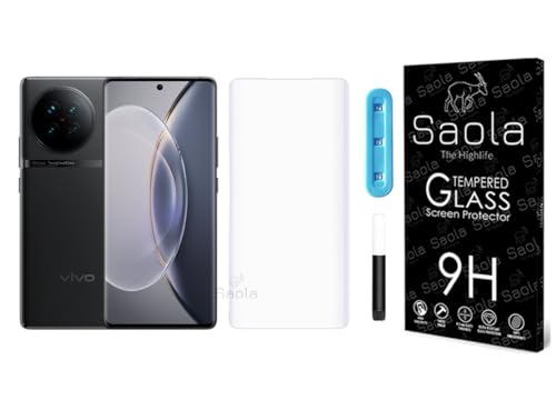 Image of Saola Curved UV Tempered Glass For Vivo X90. Comes With UV Light & Glue For Finest Pasting. Edge To Edge Protection With Case Friendly Fit. (Pack Of 1)