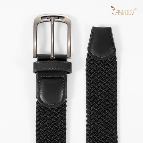 Image of JASGOOD Men Elastic Braided Woven Belt Casual Canvas Woven Stretch Golf Belt for Men Women Jeans Suits Pants