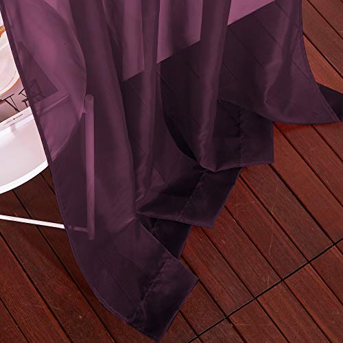 Image of NICETOWN Voile Red Sheer Curtains 84 Inches Long, Grommet Airy & Lightweight Window Draperies Translucent Elegant Panels for Living Room /Bedroom, Burgundy Red, W54 x L84, Set of 2