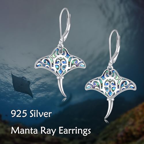 Manta/Wing/Lotus Earrings for Women Sterling Silver Manta/Wing/Lotus Earrings Ocean Jewelry Gifts for Women3