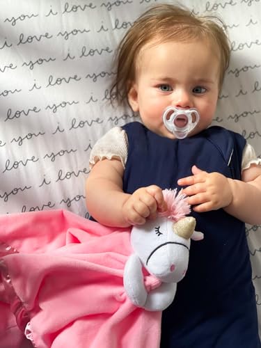 Image of Unicorn Lovey Blanket for Baby | Large 20 inch x 20 inch Baby Lovey for Girls | Cute Unicorn Security Blanket for Babies and Toddlers