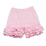 Slowera Baby Toddler Girls Cotton Icing Ruffles Shorts Pants (Pink, XXS: 6-12 Months)