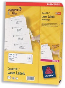 Avery QuickPEEL Addressing Labels Laser 21 per Sheet 63.5x38.1mm Ref L7160-100 [2100 Labels]