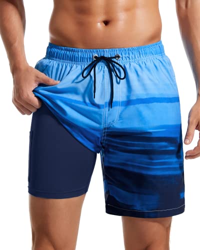 SILKWORLD Mens Swim Trunks Quick Dry Compression Liner 2 in 1 Shorts Men Swimsuit - Main Image