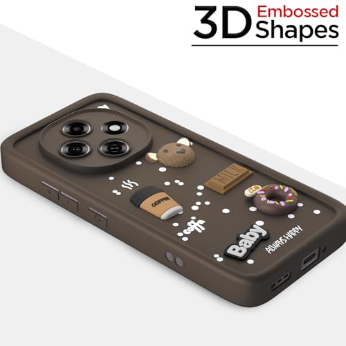Image of Pikkme Back Cover for Oppo F31 Pro 5G | 3D Bear Silicone Cute & Fun Coffee Cartoon | Full Body Protection Bumper Case (Brown)